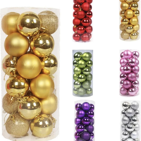 24Pcs Plated Painted Waterproof Giant Christmas Ball Ornaments-Holiday Hanging