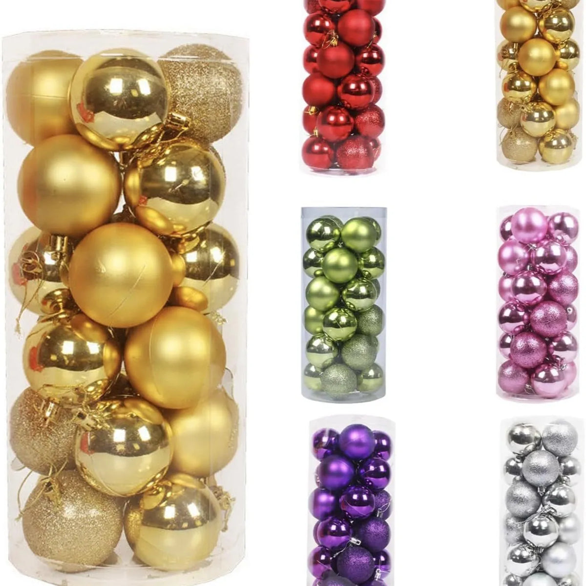 24Pcs Plated Painted Waterproof Giant Christmas Ball Ornaments-Holiday Hanging