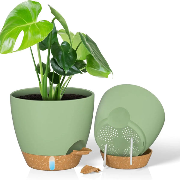 Automatic Self-Watering PP Plastic Flower Pots Drainage Holes Modern Style 8-12 Inch