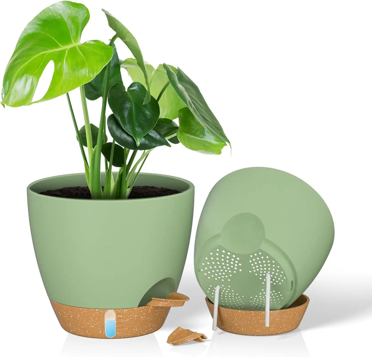Automatic Self-Watering PP Plastic Flower Pots Drainage Holes Modern Style 8-12 Inch