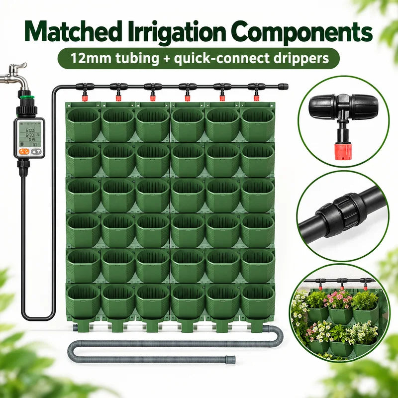 Naturix 5017 Vertical Garden Wall Planter Kit 1m2 36 Planting Pockets with Timer Drip