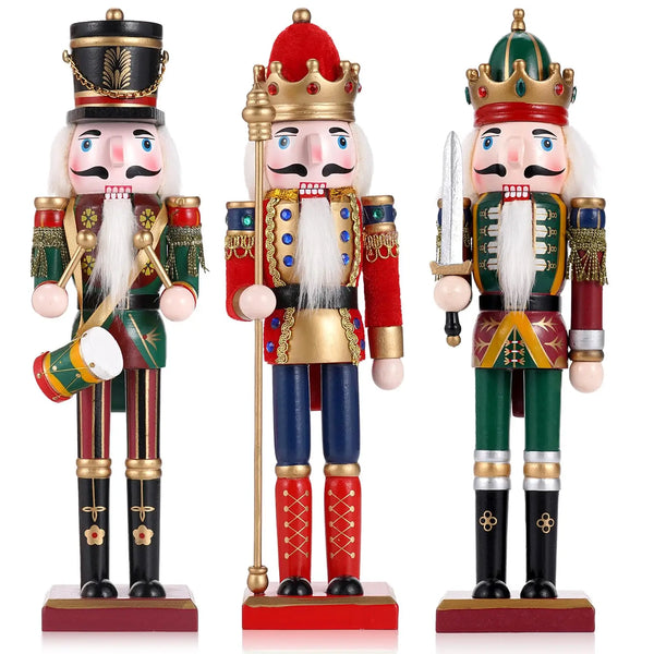 Eco-Friendly Wooden Nutcracker Soldiers 30CM Traditional Painted Figures Festive