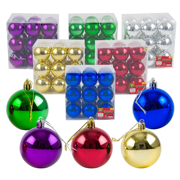 Christmas 18pc Round Plastic Ball Ornament Set-2.3'' Size Assorted Colors No Printing