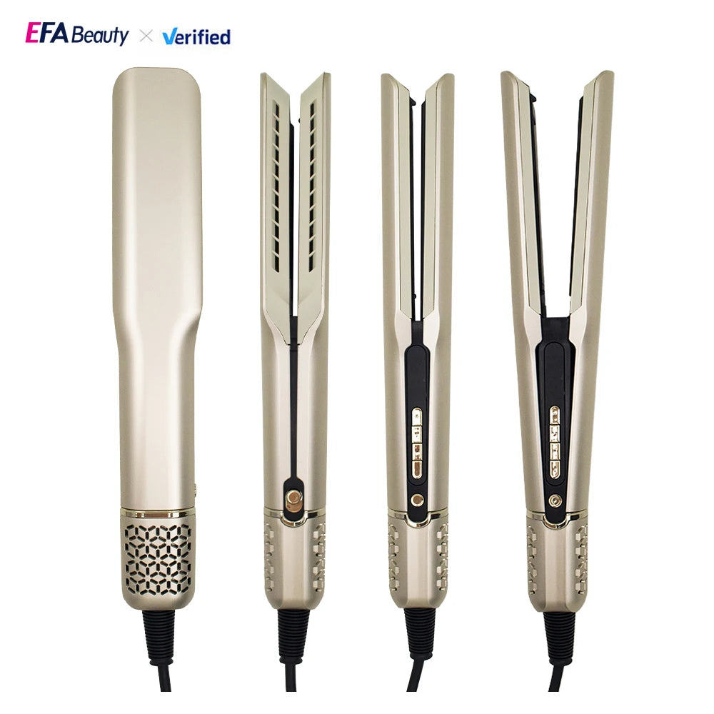 Professional Steam Hair Straightener with Ceramic Brush