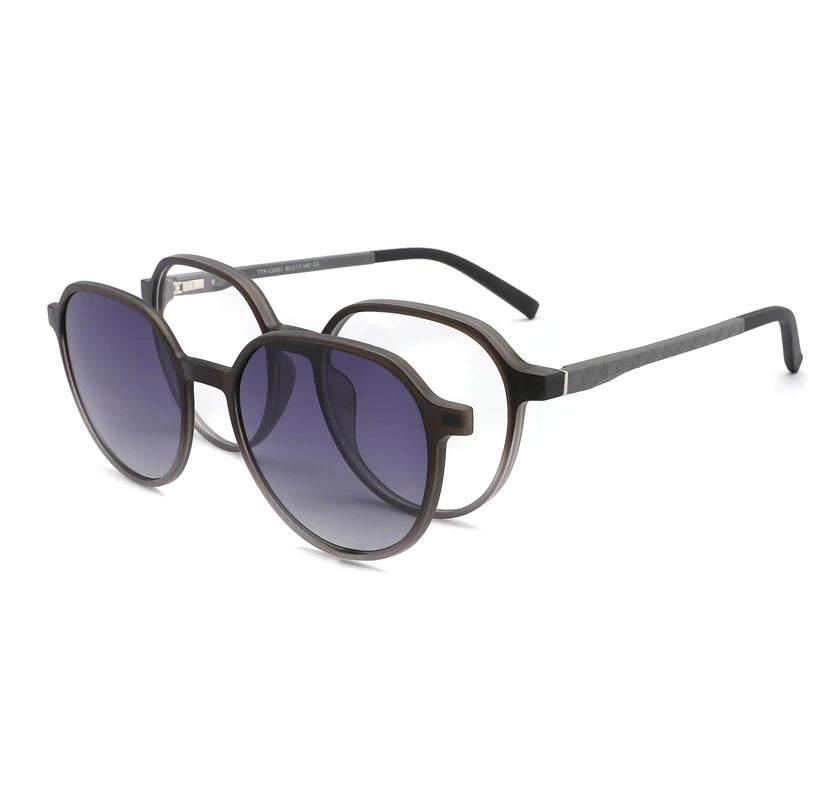 Bio TR Eco-Friendly Material TAC Polarized Luxury Shades Unisex Clip-on Solid Round