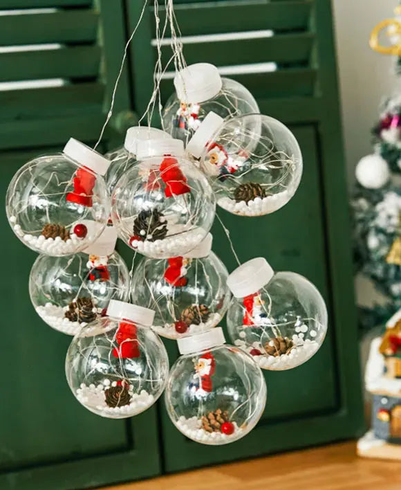 Luxury Hanging Xmas Tree Baubles Set Clear Christmas Ball Glittering Ornaments