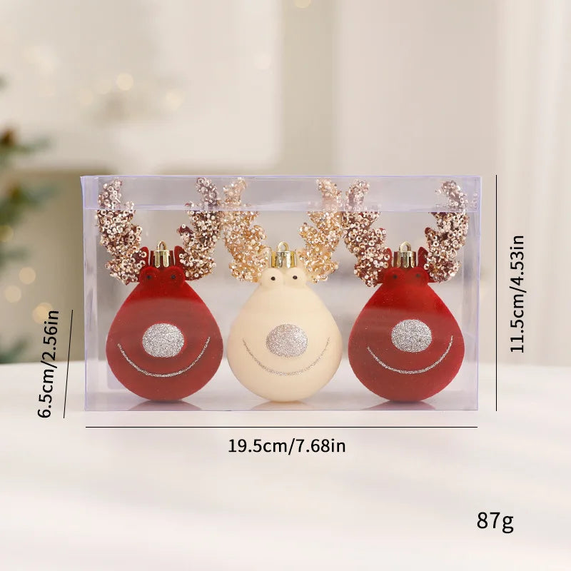 Flocked Christmas Balls Ornaments | Home Tree Decor, Window Scene Display, Holiday