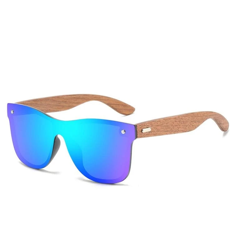 High-End Polarized Wooden Sunglasses with Integrated Mirrors Bamboo Colorful Eyewear