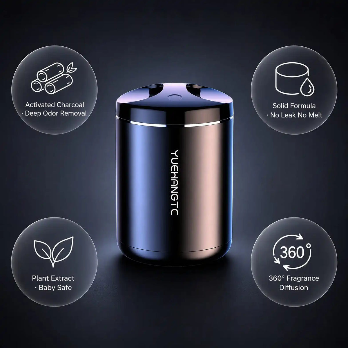 Gradient Metal Car Aromatherapy Diffuser Solid Fragrance Balm USB Powered Portable Air