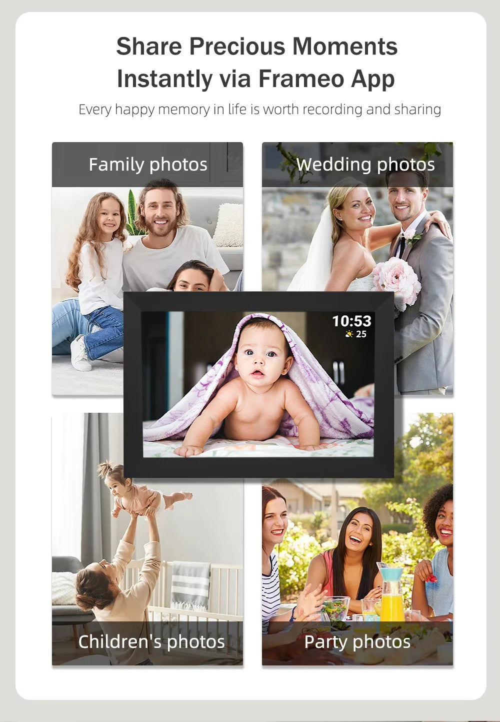 10.1 Inch Smart Digital Photo Frame with WiFi Digital Picture Frame for Photo Sharing