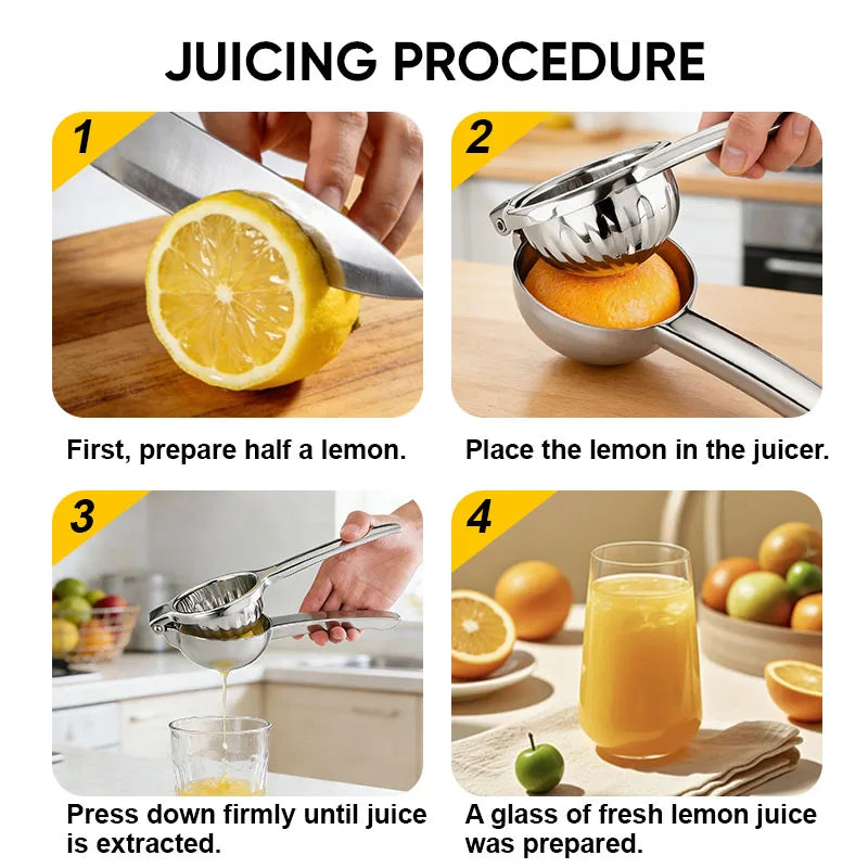 Stainless Steel Manual Lemon Squeezer Kitchen Gadget Metal Juicer