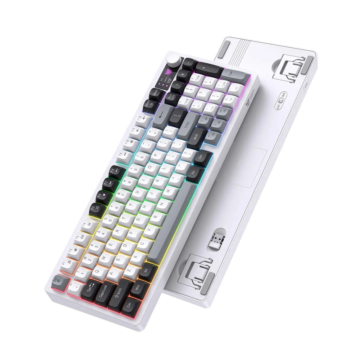 MT902 3-Mode RGB Wireless Mechanical Feel Gaming Keyboard with Multimedia Control Knob
