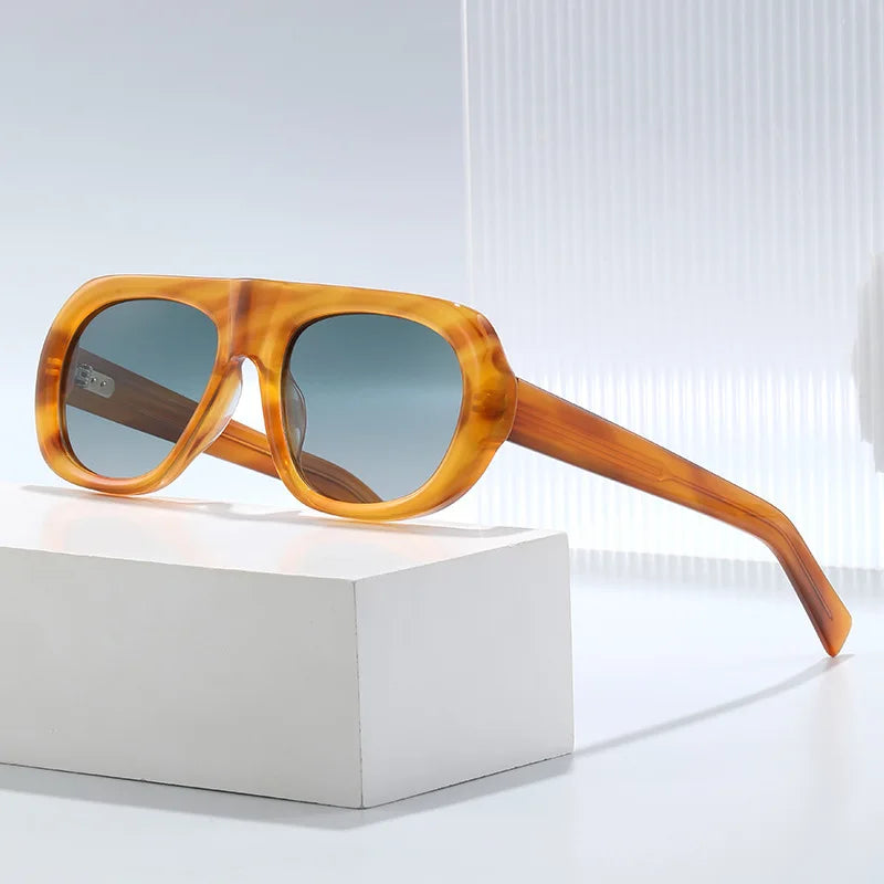 Fashion Uv400 Polarized Oval Sunglasses Women'S Designer Thick Acetate Sunglasses Retro