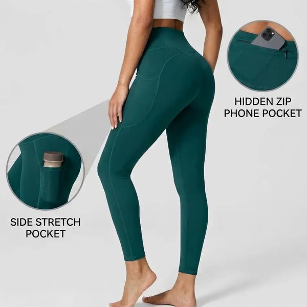 Vractive Custom Pants High Rise Side Pockets Fleece Lined Breathable Waist Gym Leggings