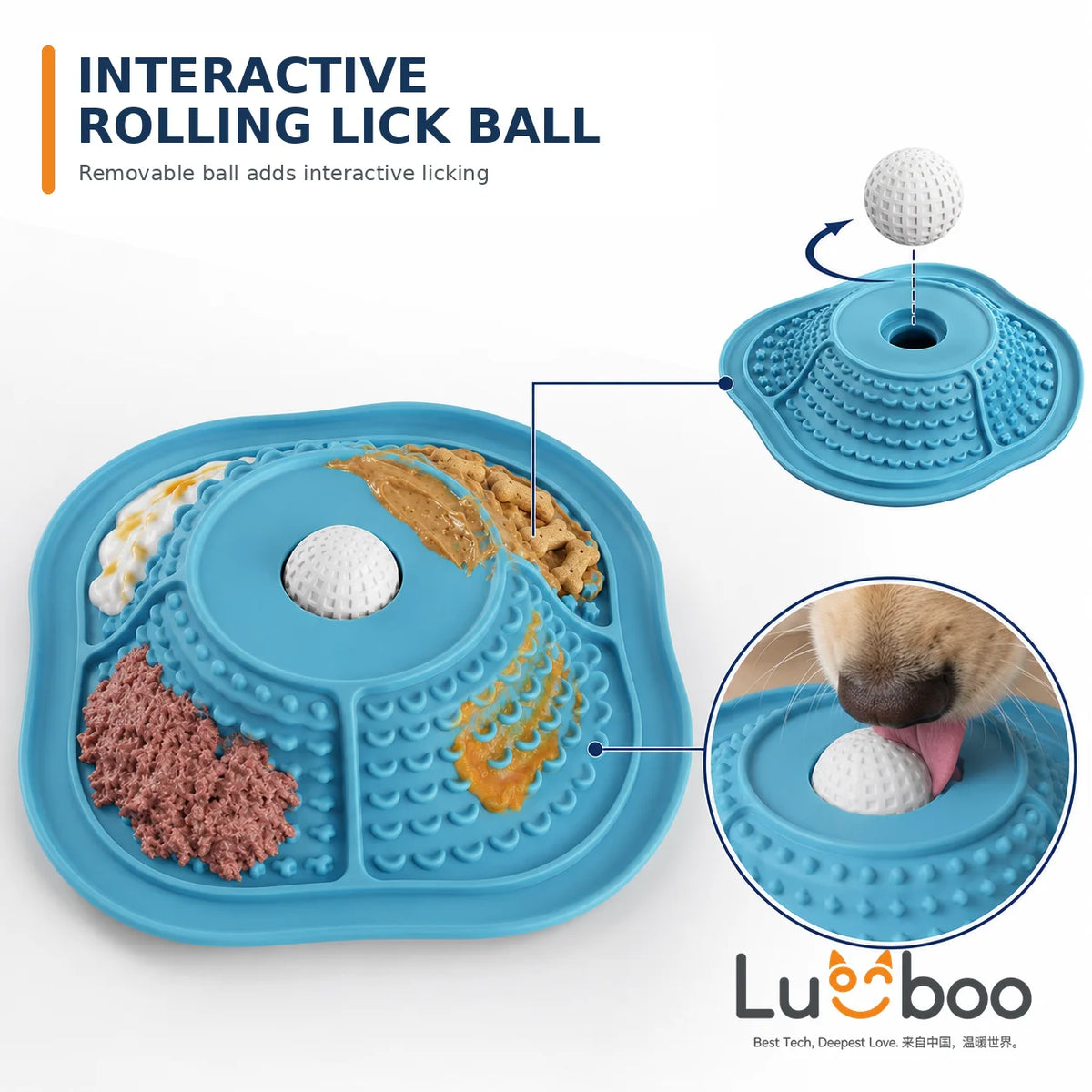 Food Grade Silicone Multi-Zone Dog Lick Mat Slow Feeder Bowl with Suction Base Anti-Spill