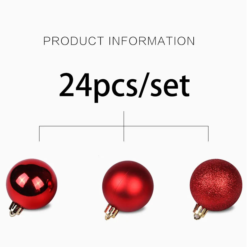 3/4/6/8cm Christmas Balls Set | 24pcs Plastic Electroplated Colorful Balls, Tree Hanging
