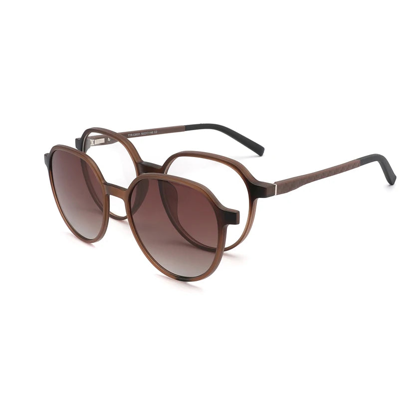 Bio TR Eco-Friendly Material TAC Polarized Luxury Shades Unisex Clip-on Solid Round