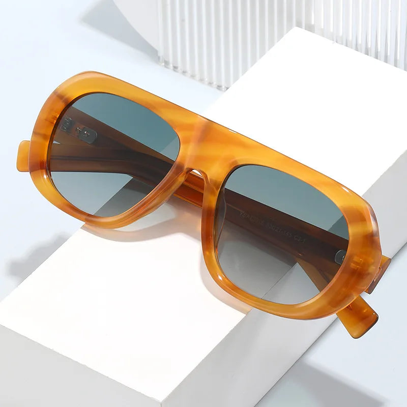 Fashion Uv400 Polarized Oval Sunglasses Women'S Designer Thick Acetate Sunglasses Retro