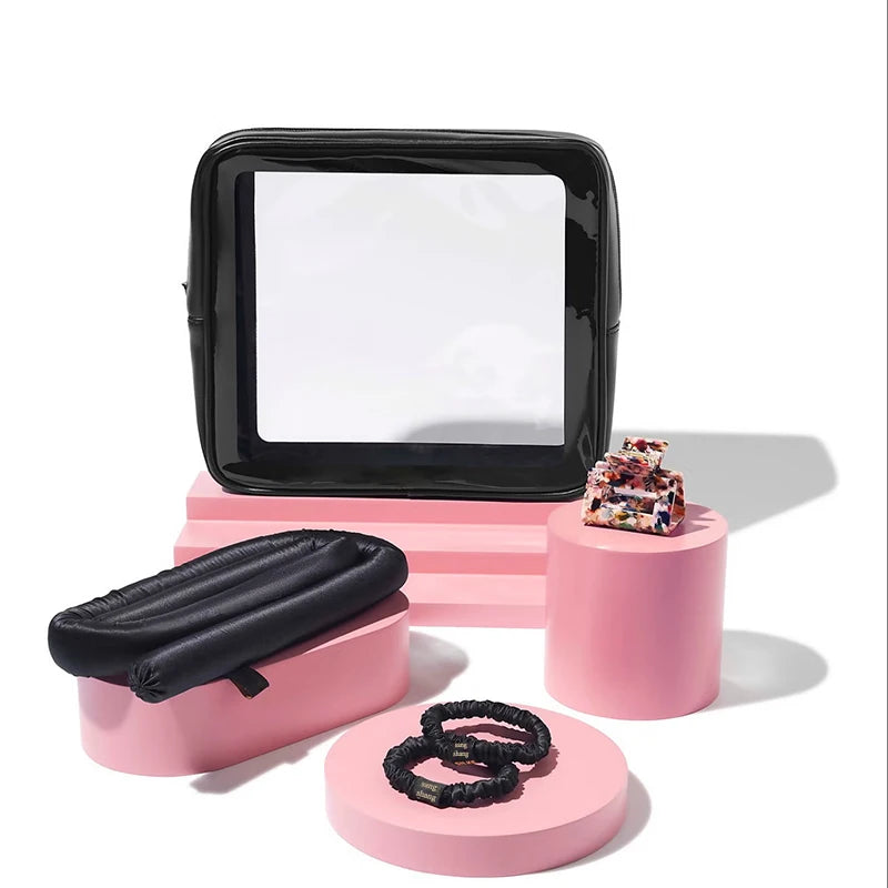 100% Mulberry Silk Hair Roller Waves Curling Rod Headband Scrunchie Set Heatless Hair