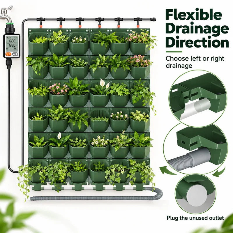 Naturix 5017 Vertical Garden Wall Planter Kit 1m2 36 Planting Pockets with Timer Drip