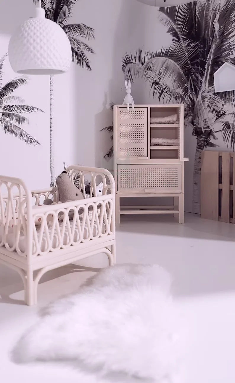 Rattan Mouse Crib Dollhouse Miniatures