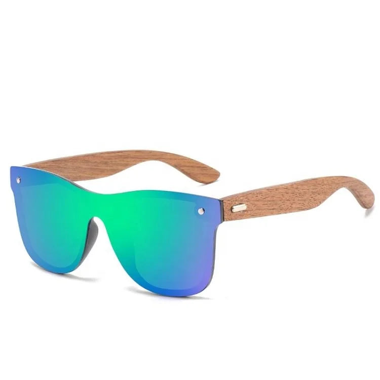 High-End Polarized Wooden Sunglasses with Integrated Mirrors Bamboo Colorful Eyewear