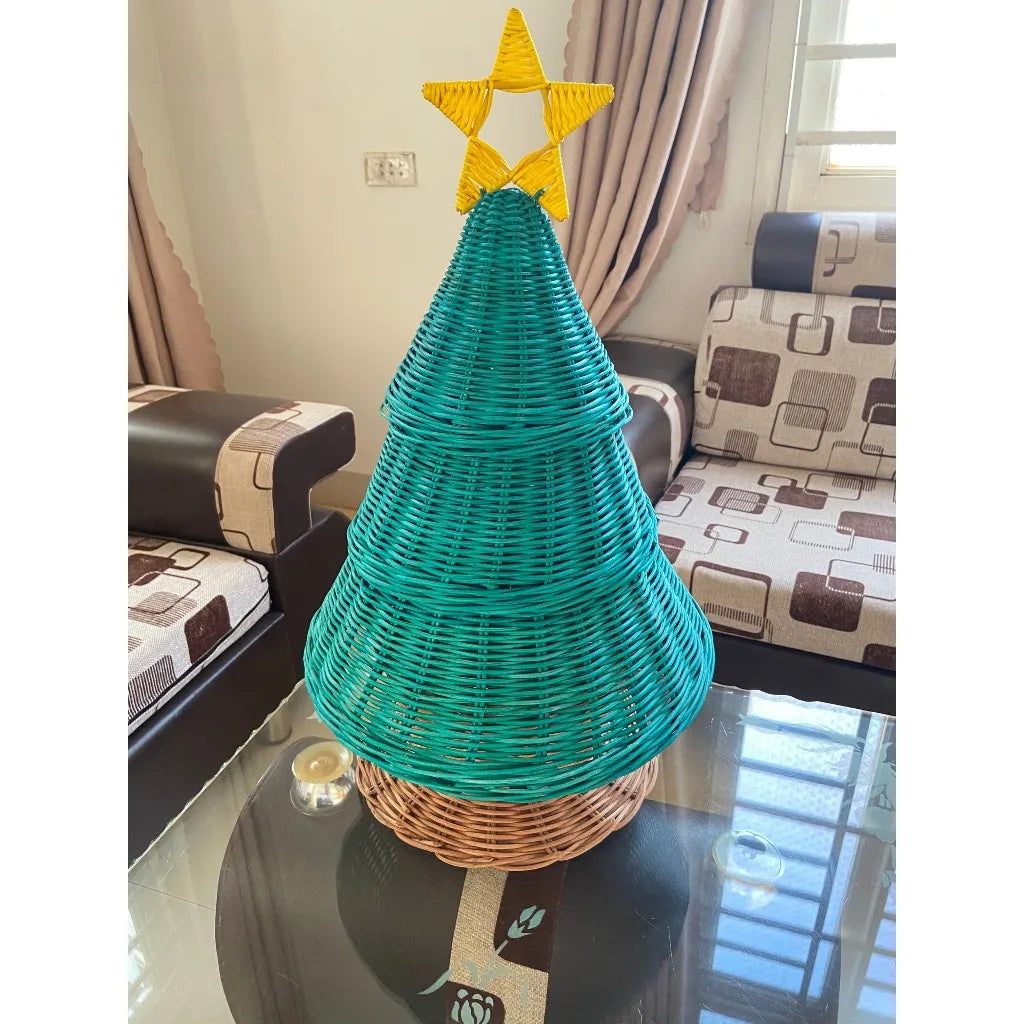 Handcrafted Rattan Christmas Tree Collar Natural Rustic Holiday Decor for Cozy