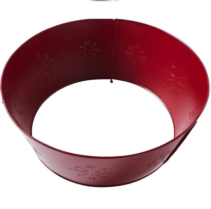 Modern Red Snowflakes Embossed Metal Christmas Tree Collar 1 Color Eco-Friendly