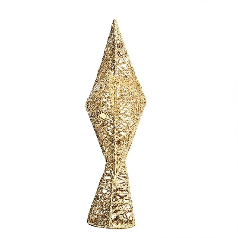 Kraft World Luxury Modern Golden Glittered Wrought Iron Christmas Tree Topper Star