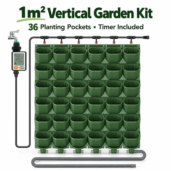 Naturix 5017 Vertical Garden Wall Planter Kit 1m2 36 Planting Pockets with Timer Drip