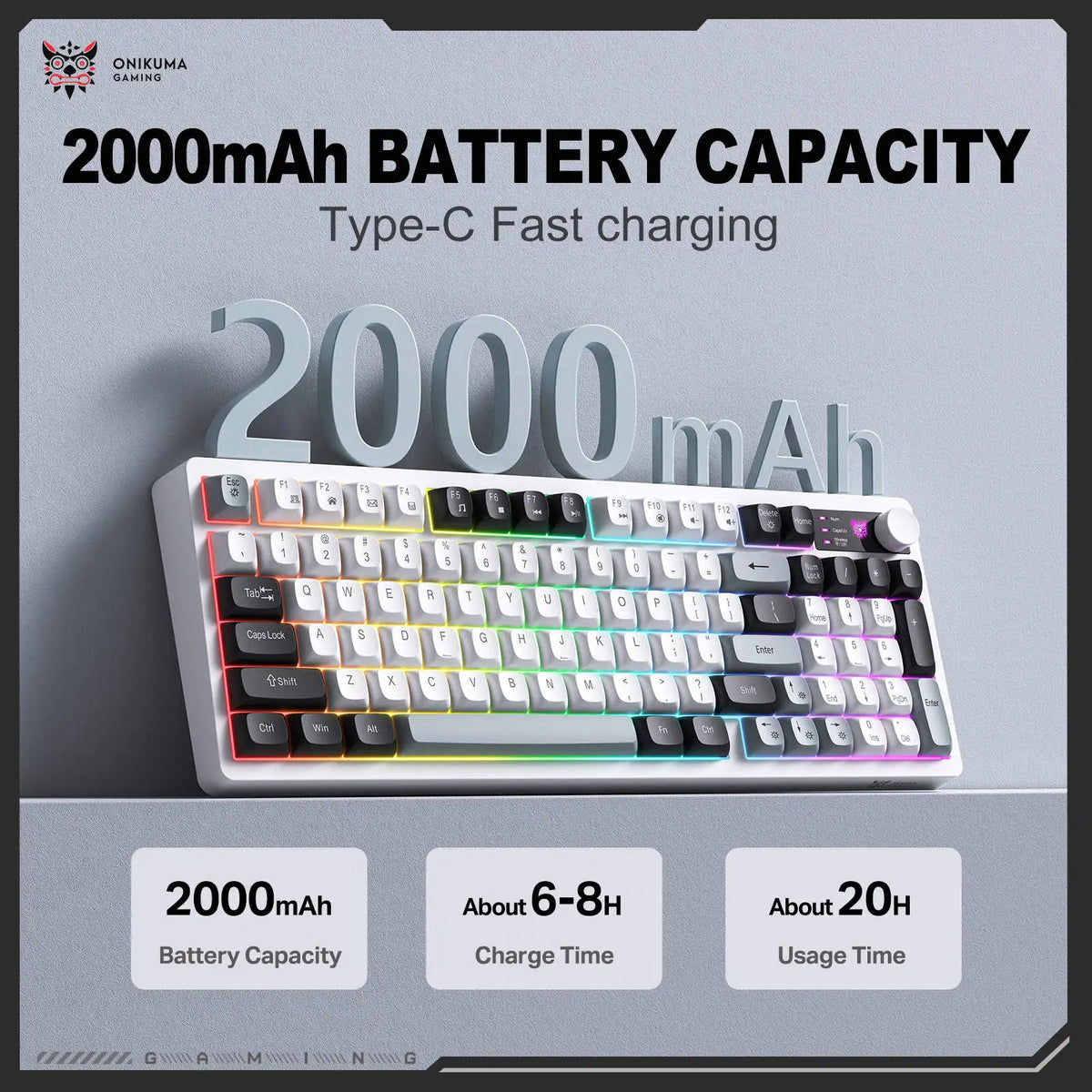 MT902 3-Mode RGB Wireless Mechanical Feel Gaming Keyboard with Multimedia Control Knob