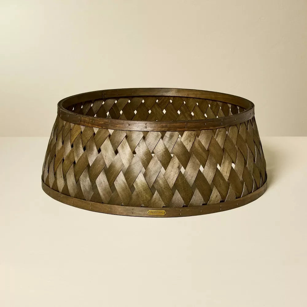 Tienphong 26" Bamboo Lattice Woven Christmas Tree Collar for Christmas Tree Decoration