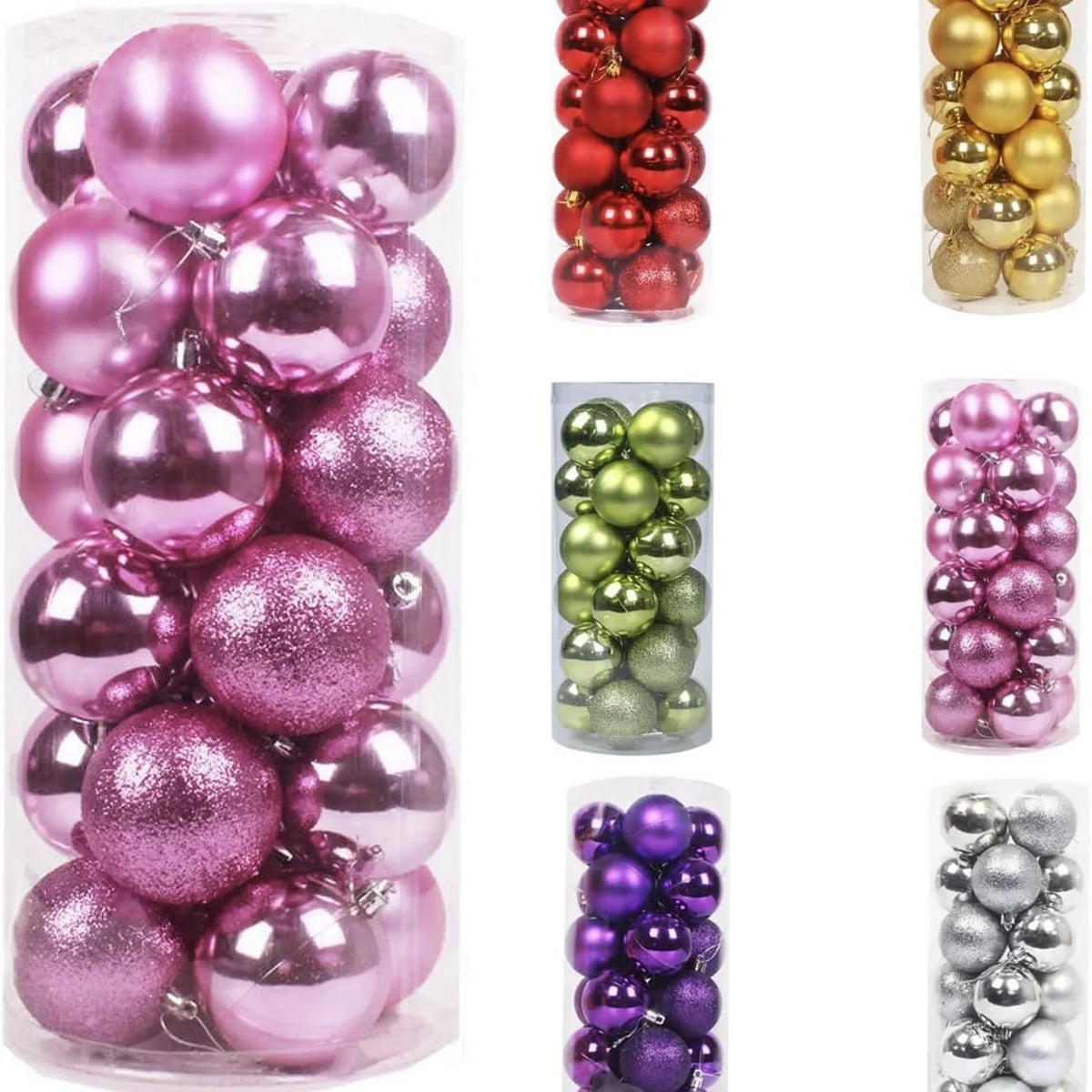 24Pcs Plated Painted Waterproof Giant Christmas Ball Ornaments-Holiday Hanging