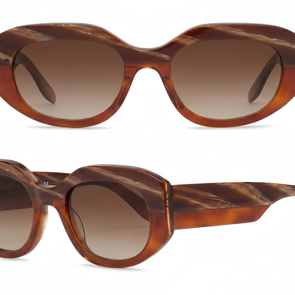 Eco-Friendly Acetate Polarized Sunglasses for Women Men Retro Oval Thick Frame UV400