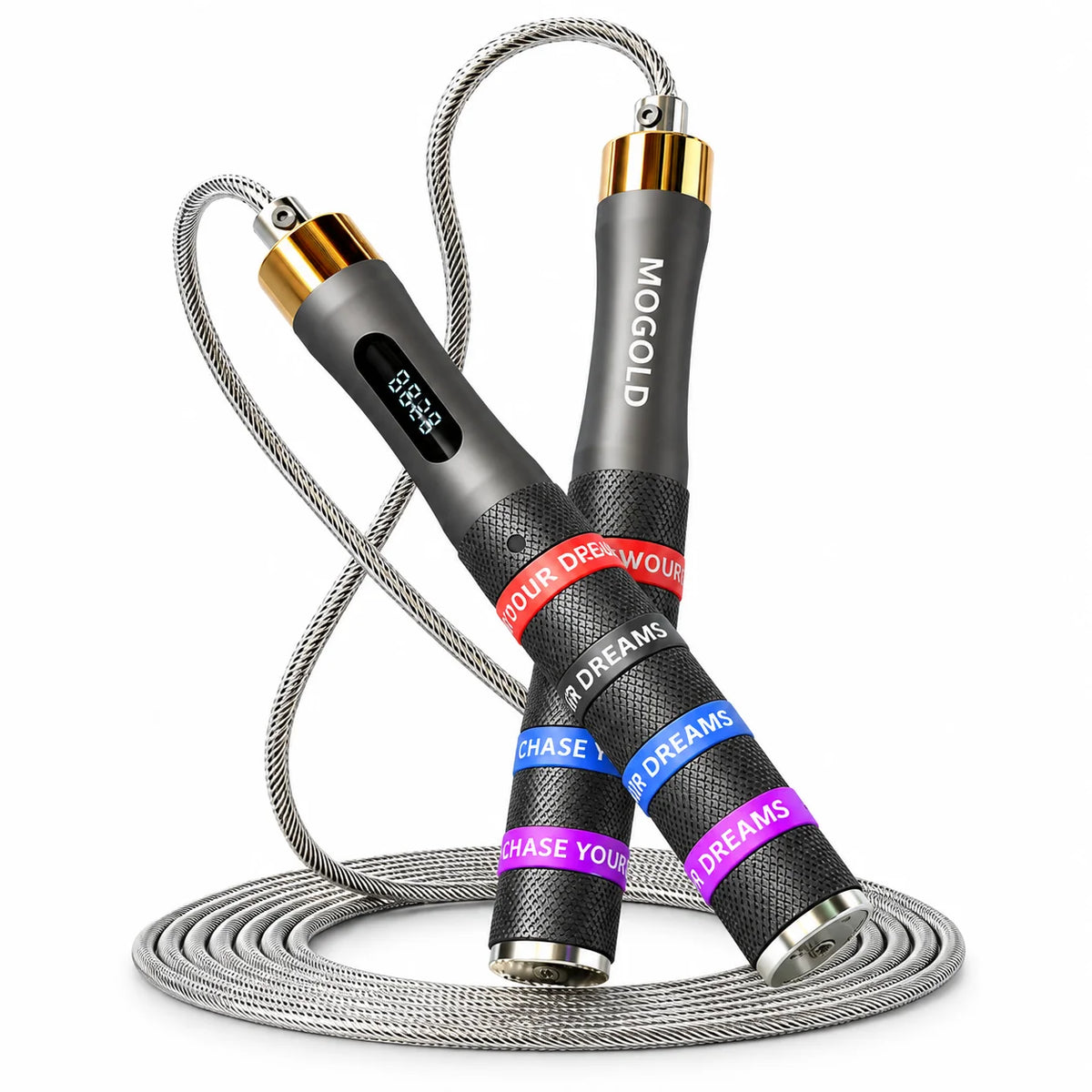 Smart Counting Portable Jump Rope Type-C Rechargeable Metal Handle Digital Speed Skipping