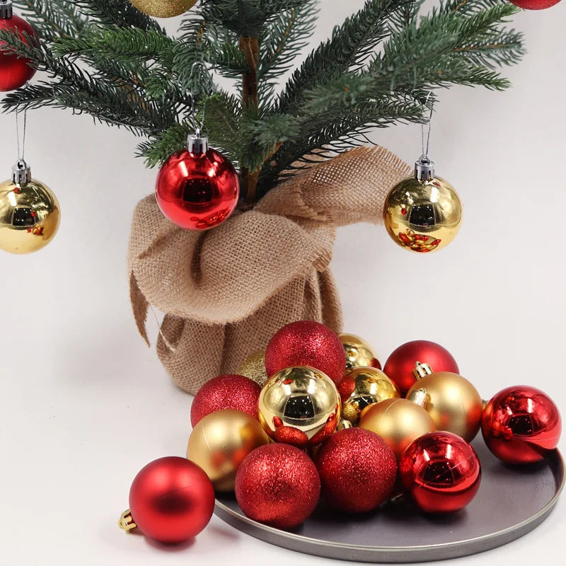 3/4/6/8cm Christmas Balls Set | 24pcs Plastic Electroplated Colorful Balls, Tree Hanging