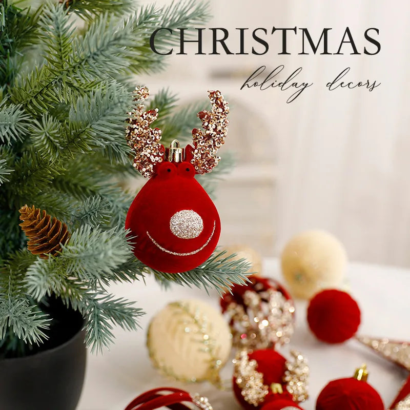 Flocked Christmas Balls Ornaments | Home Tree Decor, Window Scene Display, Holiday