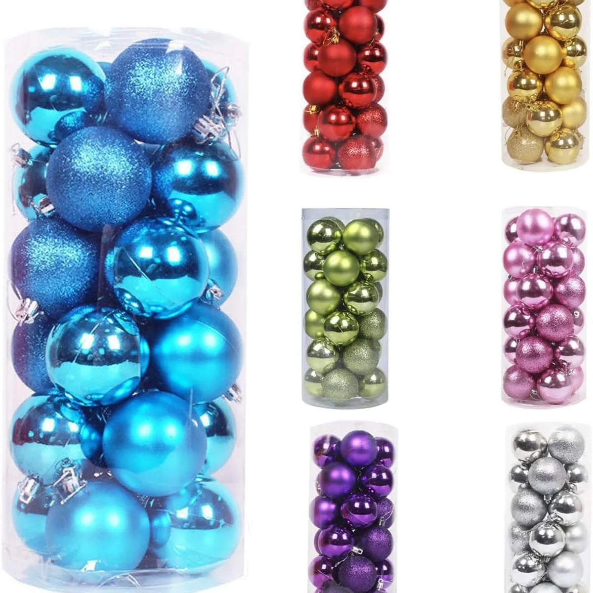 24Pcs Plated Painted Waterproof Giant Christmas Ball Ornaments-Holiday Hanging
