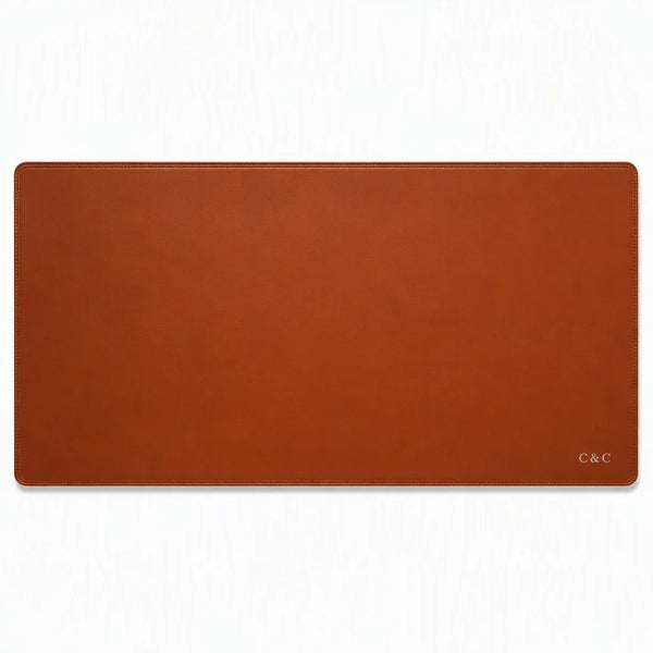 Brown Cognac XXL Desk Mat Premium Leather Mouse Pad Large Lap Keyboard Protector for Home