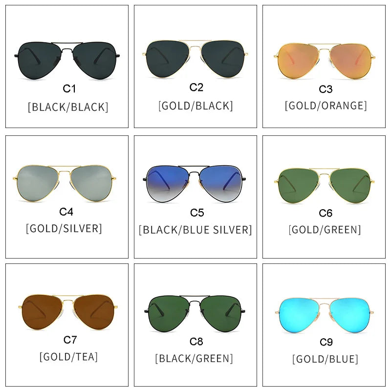 Black Frame Luxury Sunglasses Multi-Color Retro Lenses Unique Mirror Optical Metal