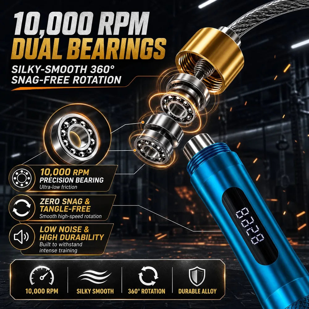 Smart Counting Portable Jump Rope Type-C Rechargeable Metal Handle Digital Speed Skipping