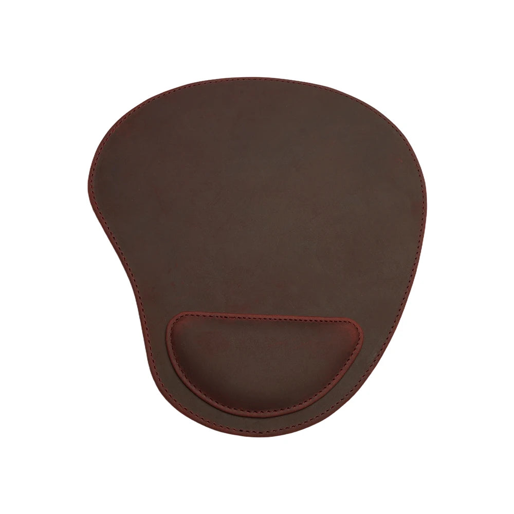 Design Crazy Horse Leather Ergonomic Mouse Pad Memory Foam Wrist Rest Stitched Edge Non