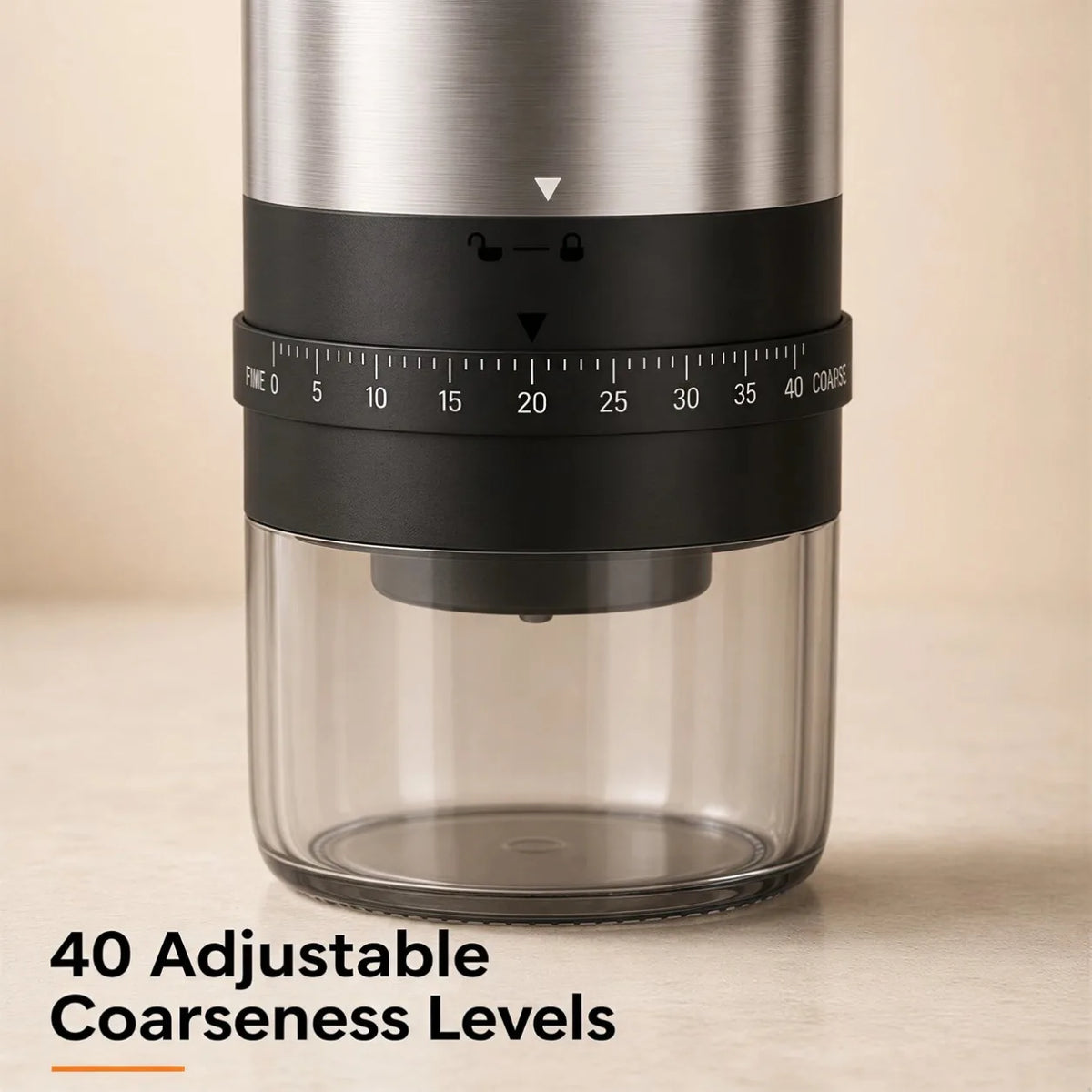 Portable Electric Coffee Grinder Ceramic Conical Burr 40 Adjustable Coarseness Levels USB