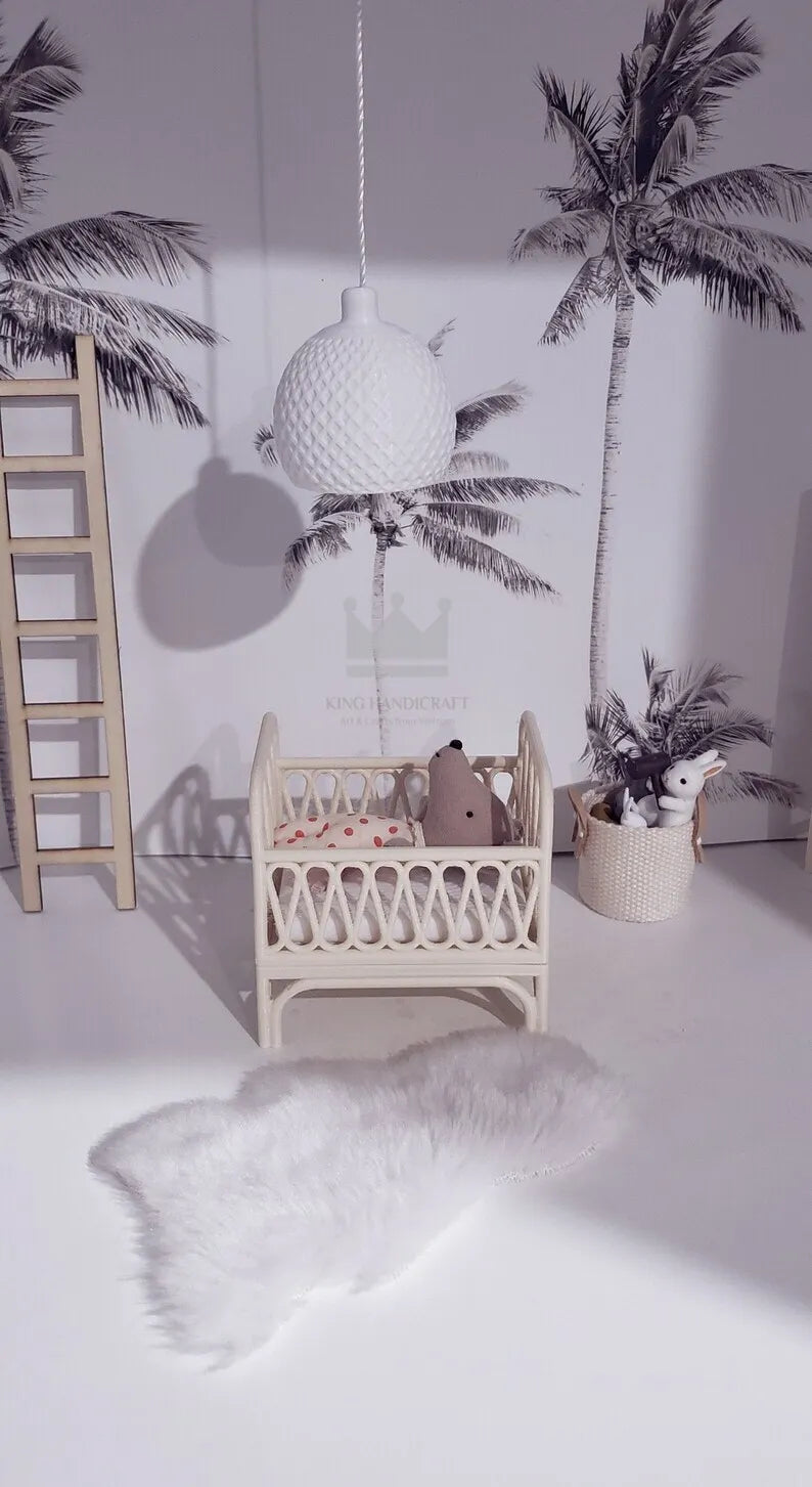 Rattan Mouse Crib Dollhouse Miniatures