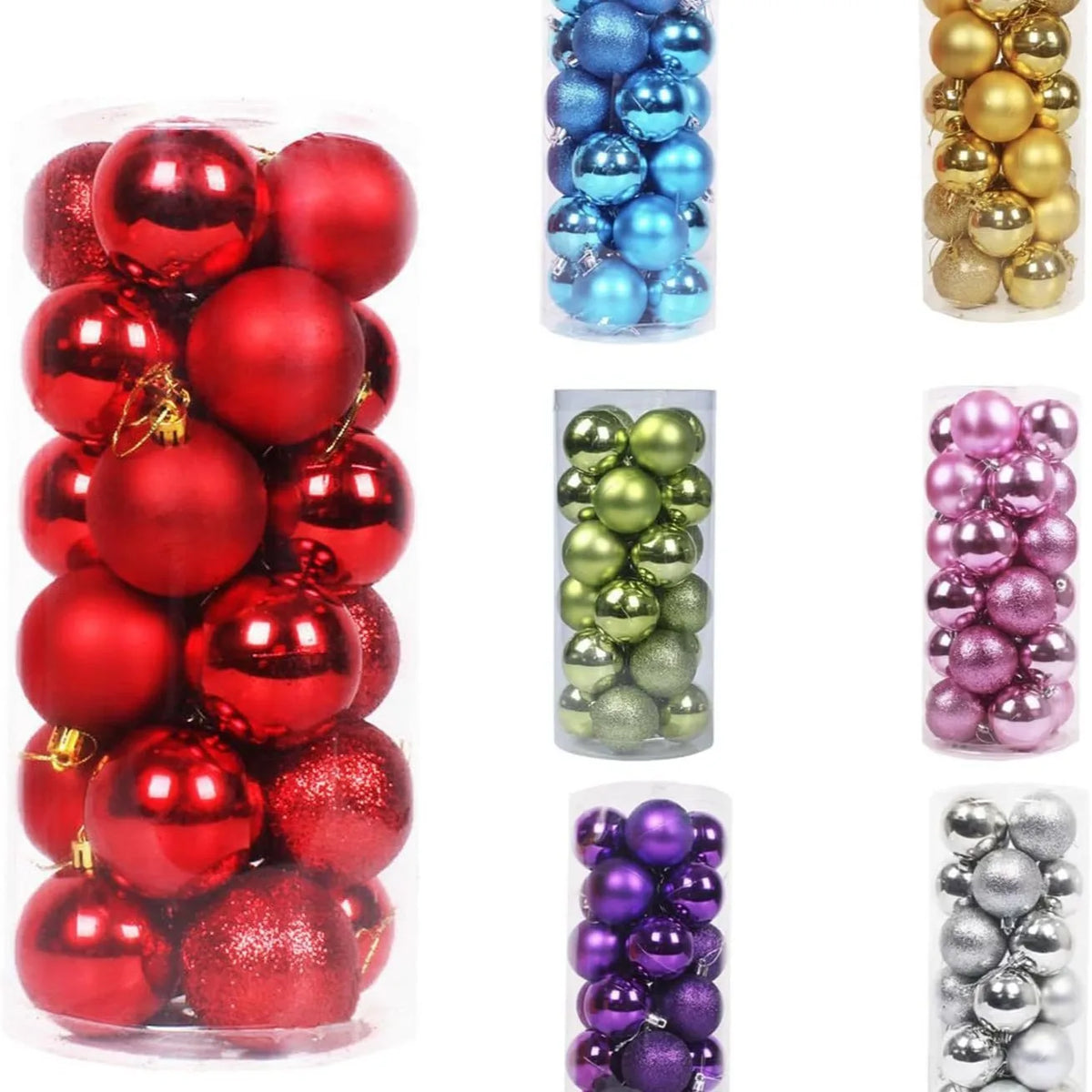 24Pcs Plated Painted Waterproof Giant Christmas Ball Ornaments-Holiday Hanging
