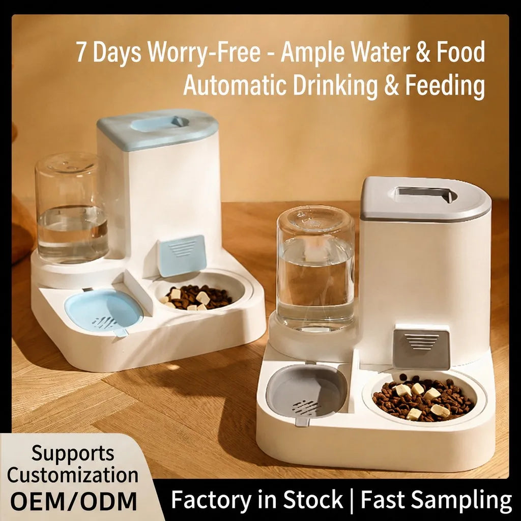 Automatic Pet Feeder & Water Dispenser 2-in-1 PP Material for Cats & Dogs Indoor