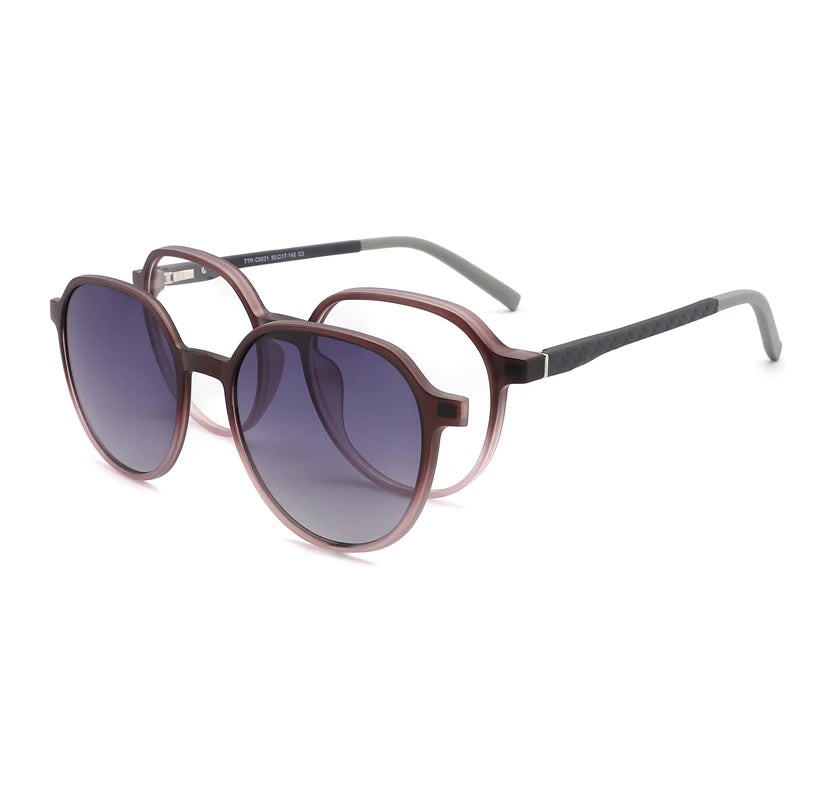 Bio TR Eco-Friendly Material TAC Polarized Luxury Shades Unisex Clip-on Solid Round