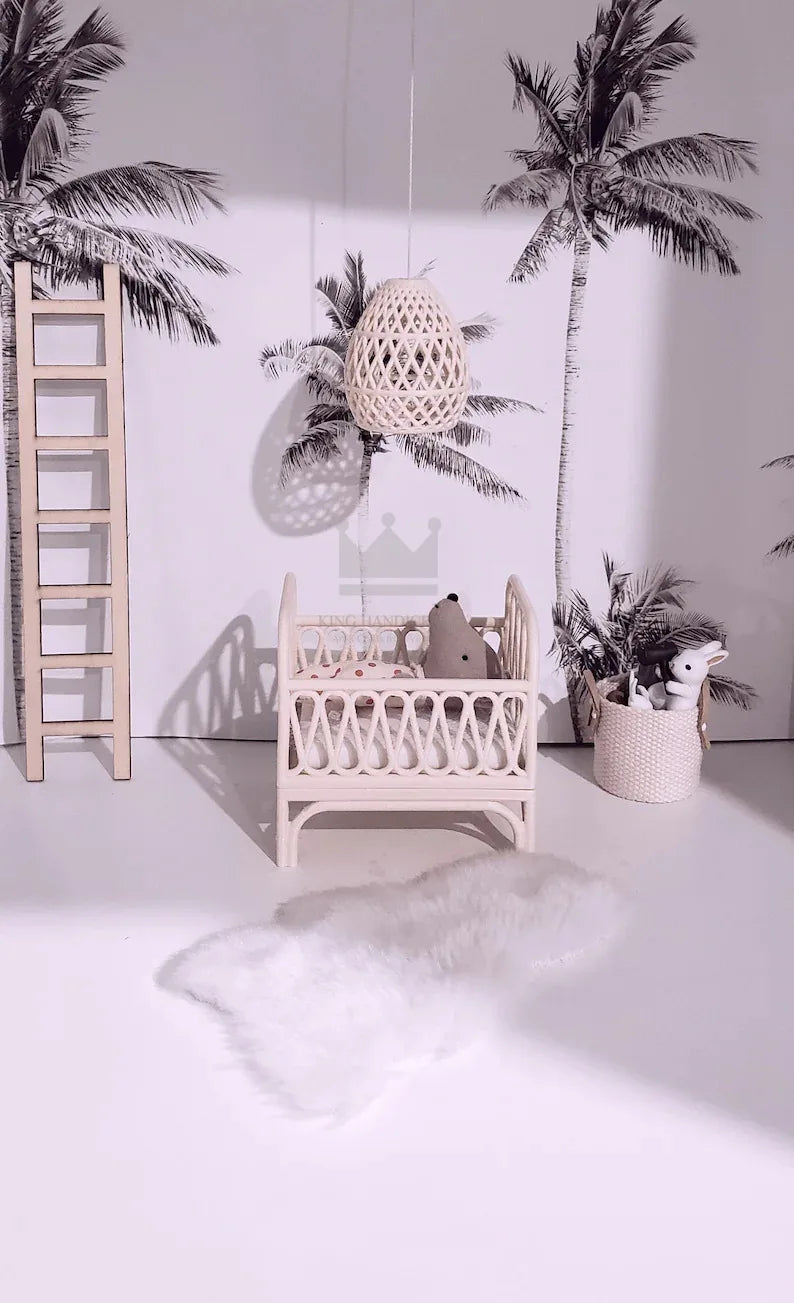 Rattan Mouse Crib Dollhouse Miniatures