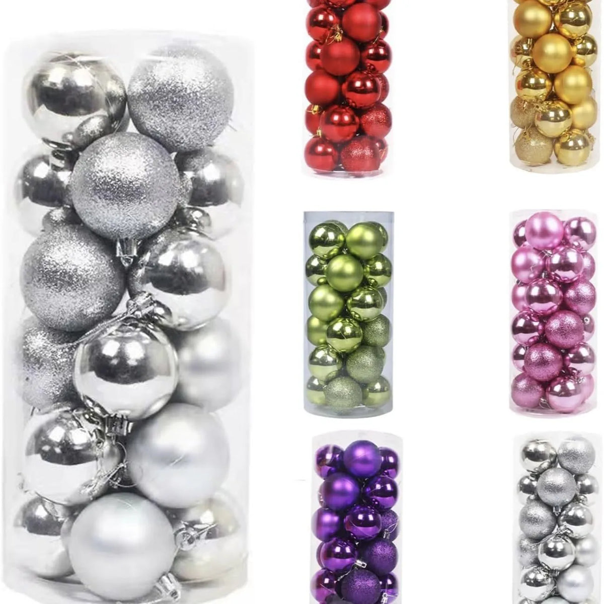24Pcs Plated Painted Waterproof Giant Christmas Ball Ornaments-Holiday Hanging