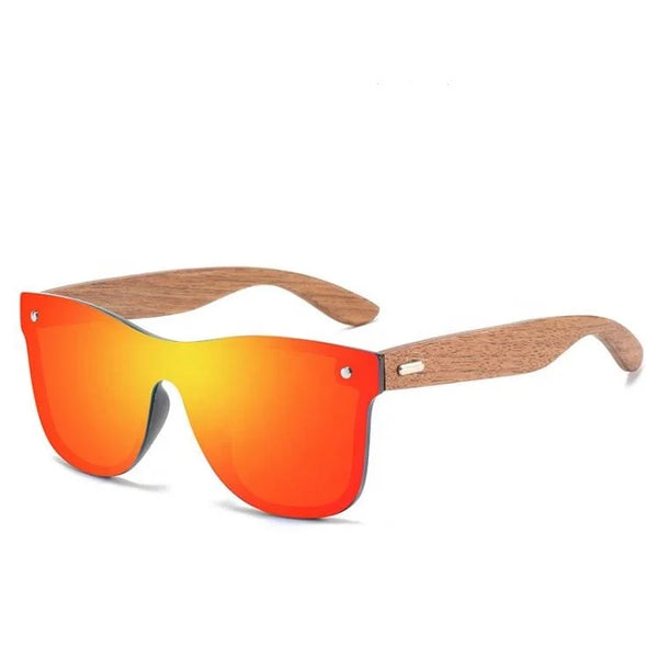 High-End Polarized Wooden Sunglasses with Integrated Mirrors Bamboo Colorful Eyewear
